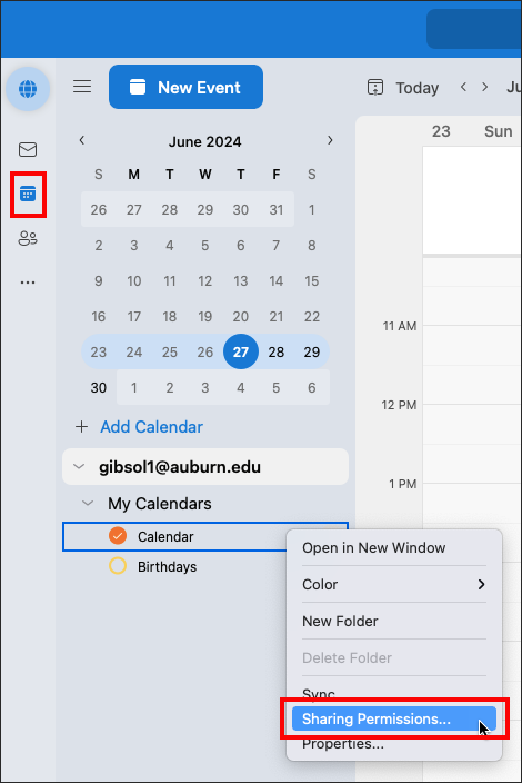 outlook for mac calendar sharing permissions