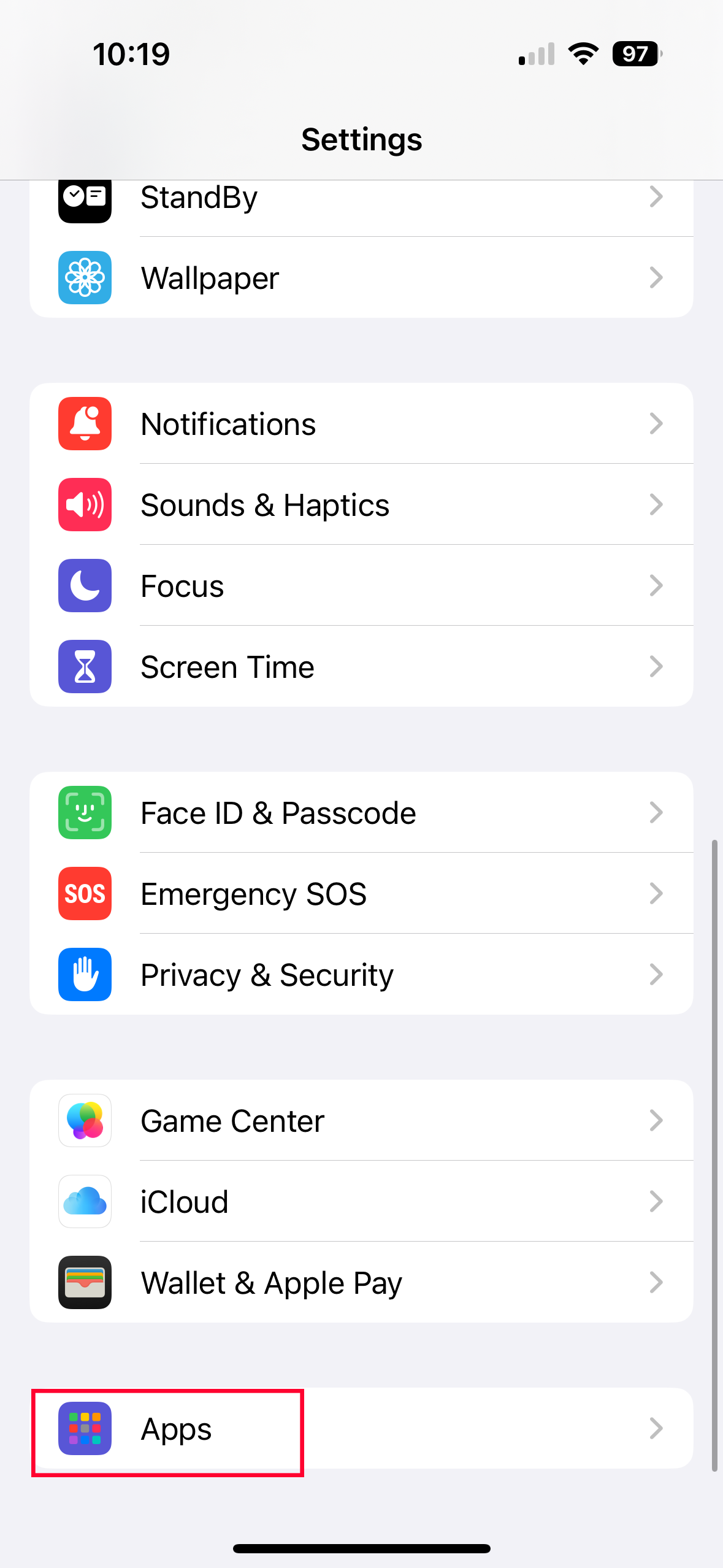 ios apps screen