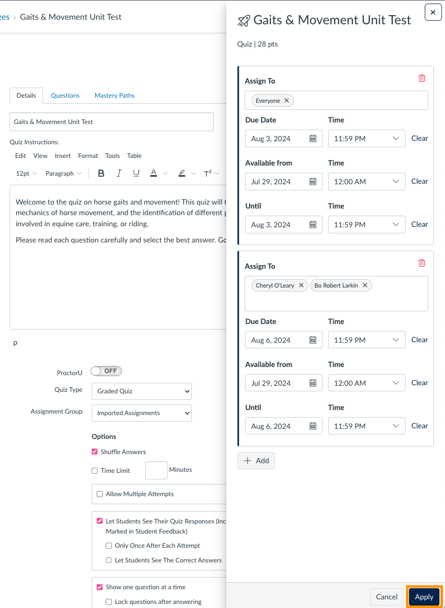 assign to tray with multiple assign to options shown 