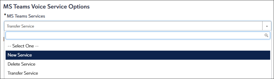 teams voice request service options