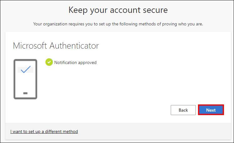 Alumni and retiree Authenticator notification approval screen