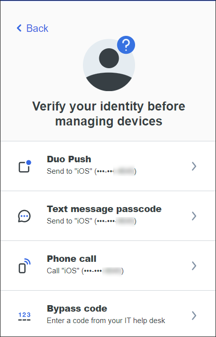 Duo verify identity screen