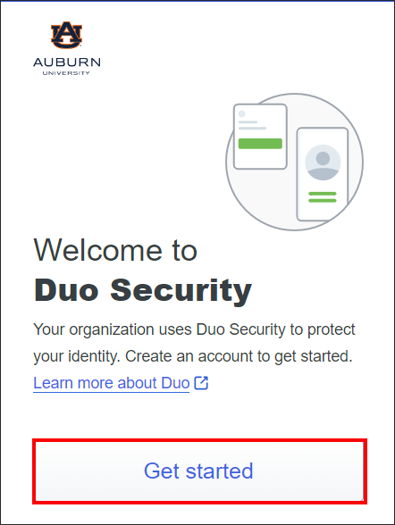 Duo registration welcome screen