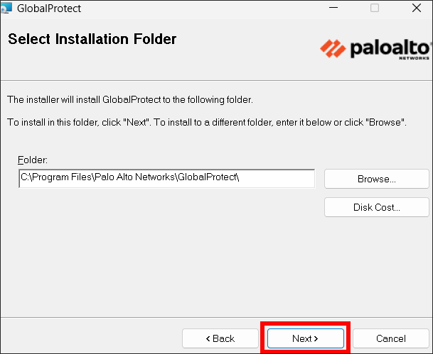 global protect installation screen
