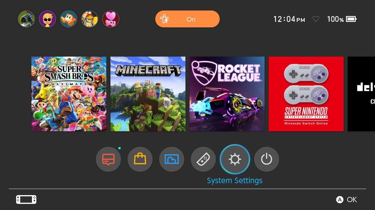 switch home screen