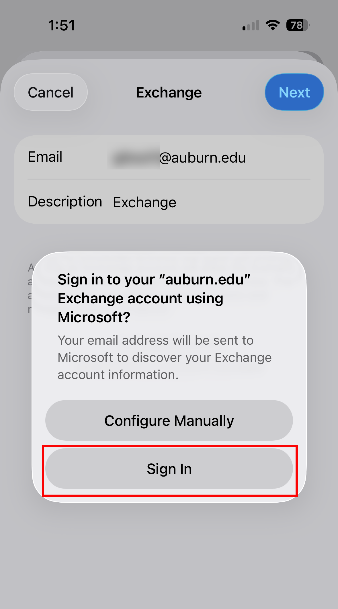 ios email sign in screen