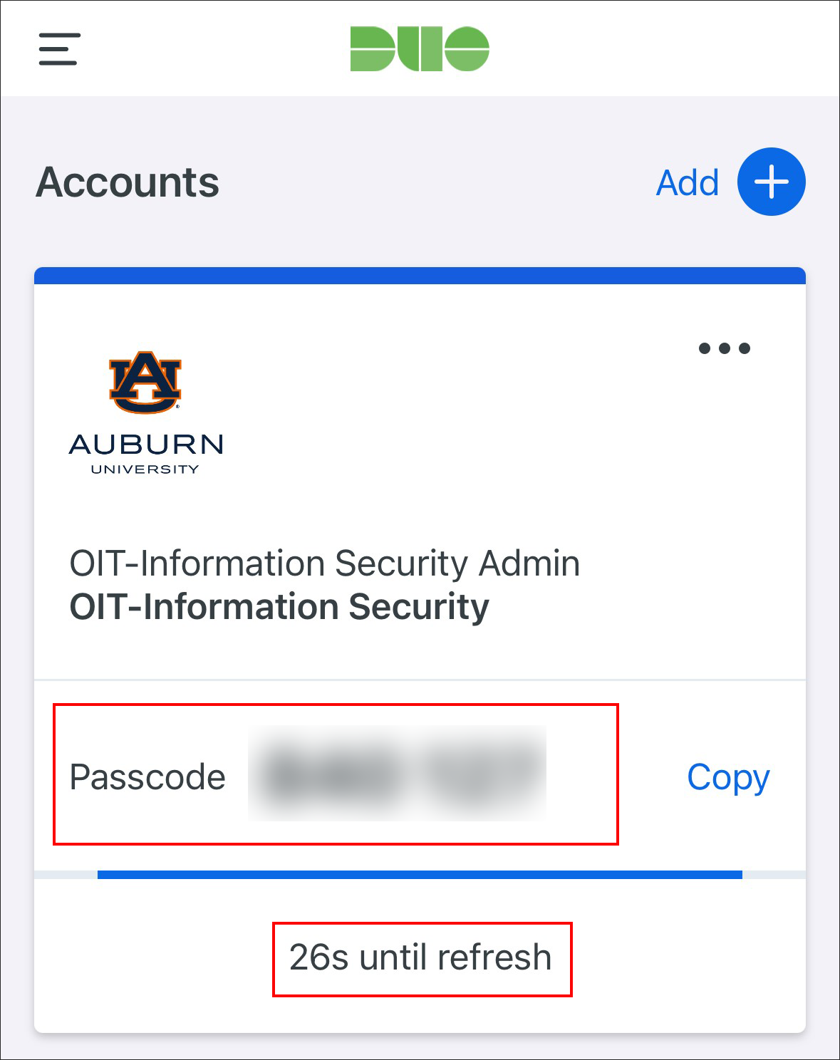 Duo mobile passcode