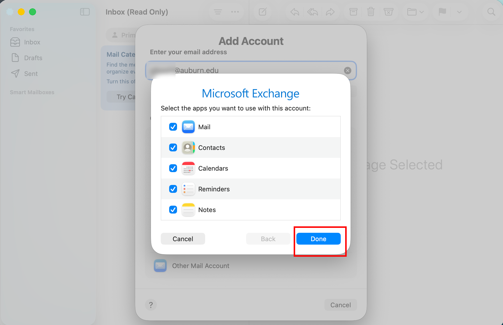 mac mail exchange apps selection