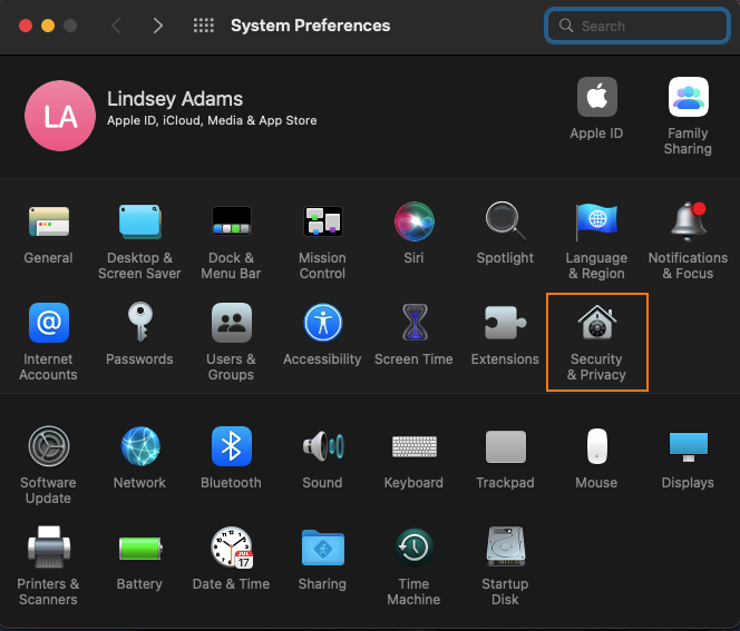 Mac iOS systems preferences landing page