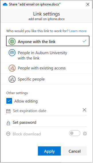sharing by sending a link