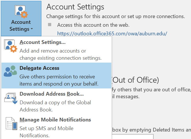example of account settings