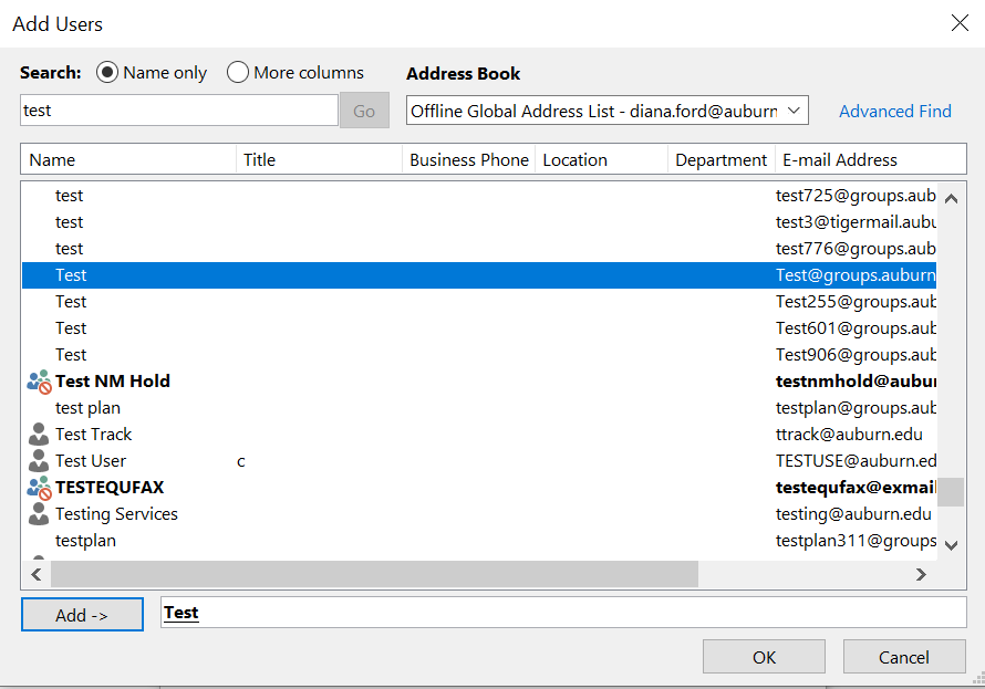 example of address book