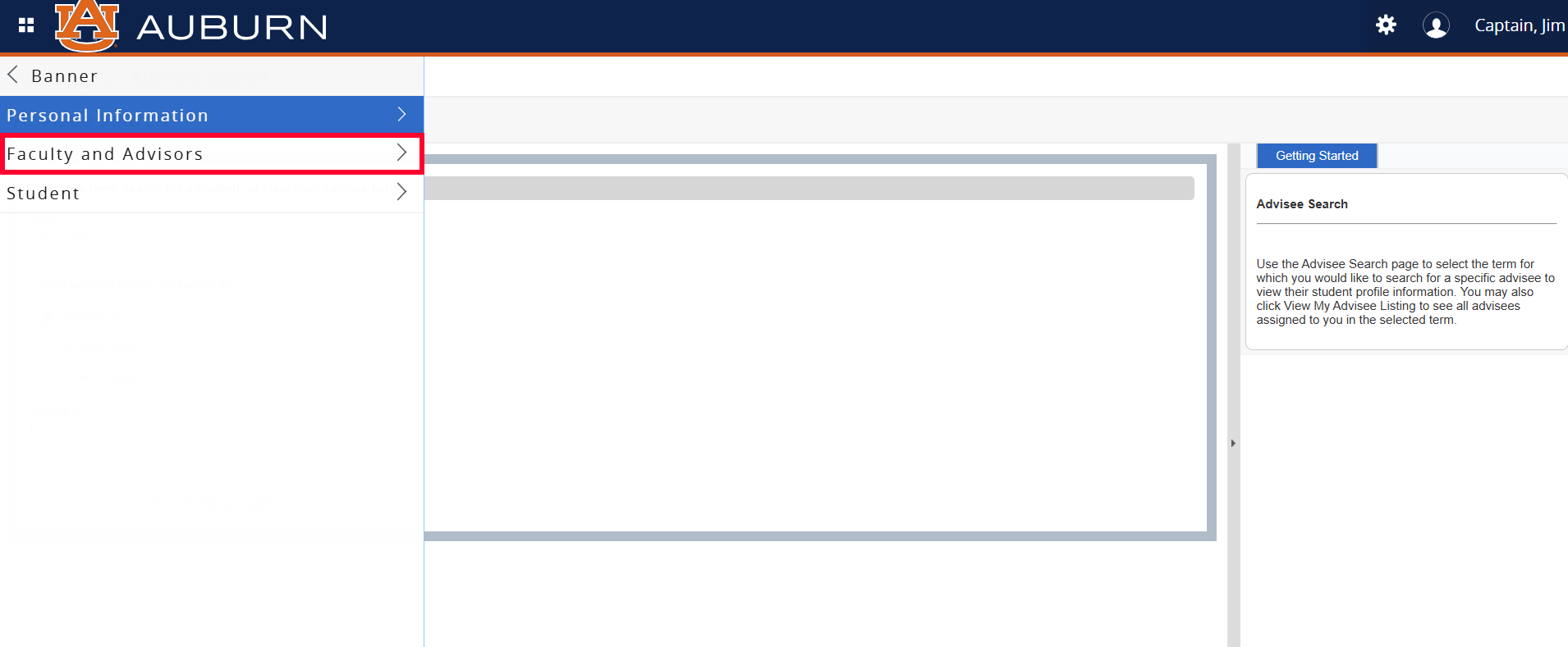 Faculty Services Faculty and Advisors selection