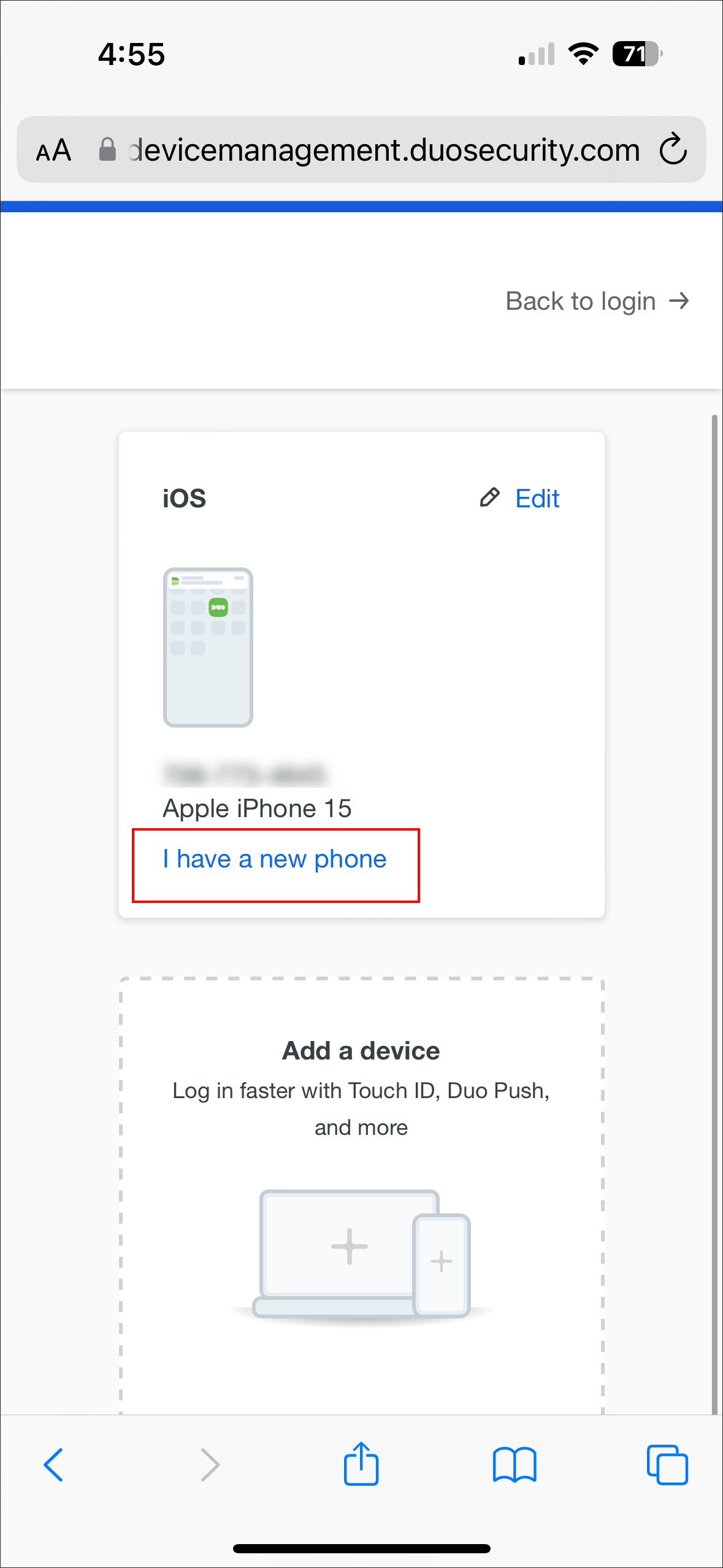 Duo device management portal new phone