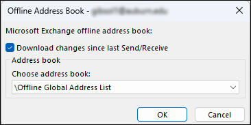 image of offline address book in Outlook