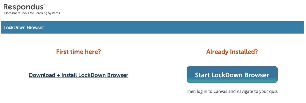 Respondus landing page for LDB download options. 