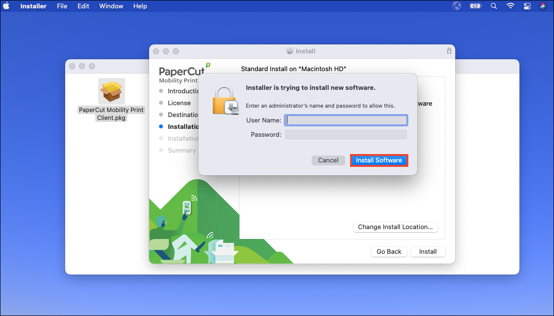 mobility print install software