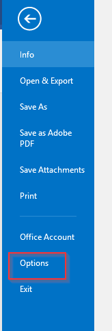 Outlook email options selection