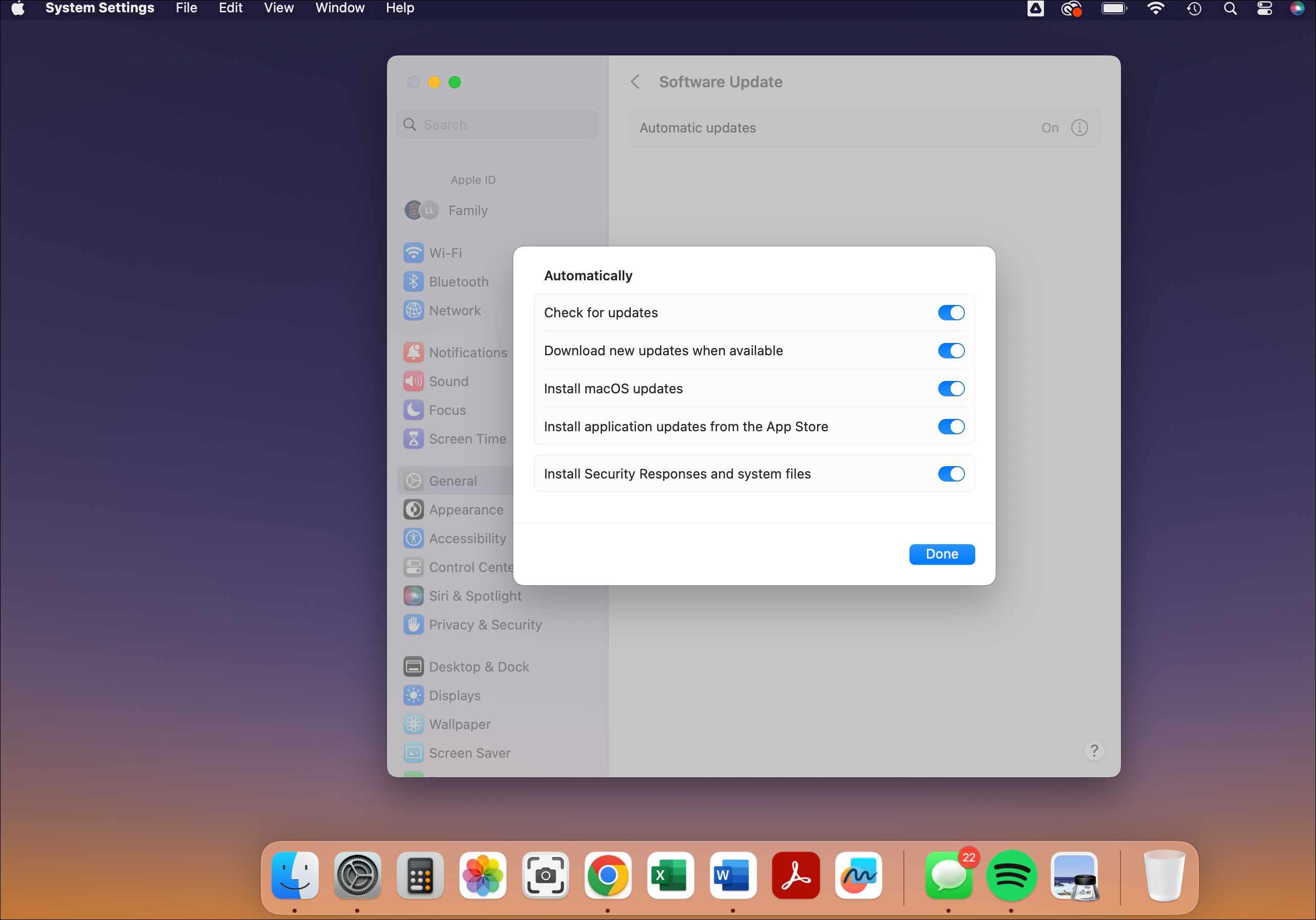mac os automatic updates screen
