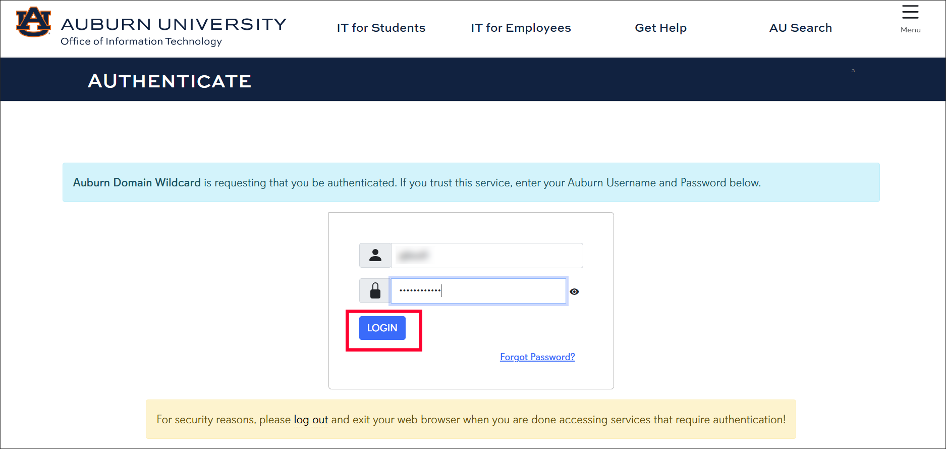 auburn log in page