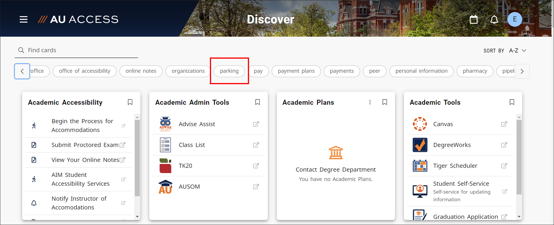 Discover keyword search and filter