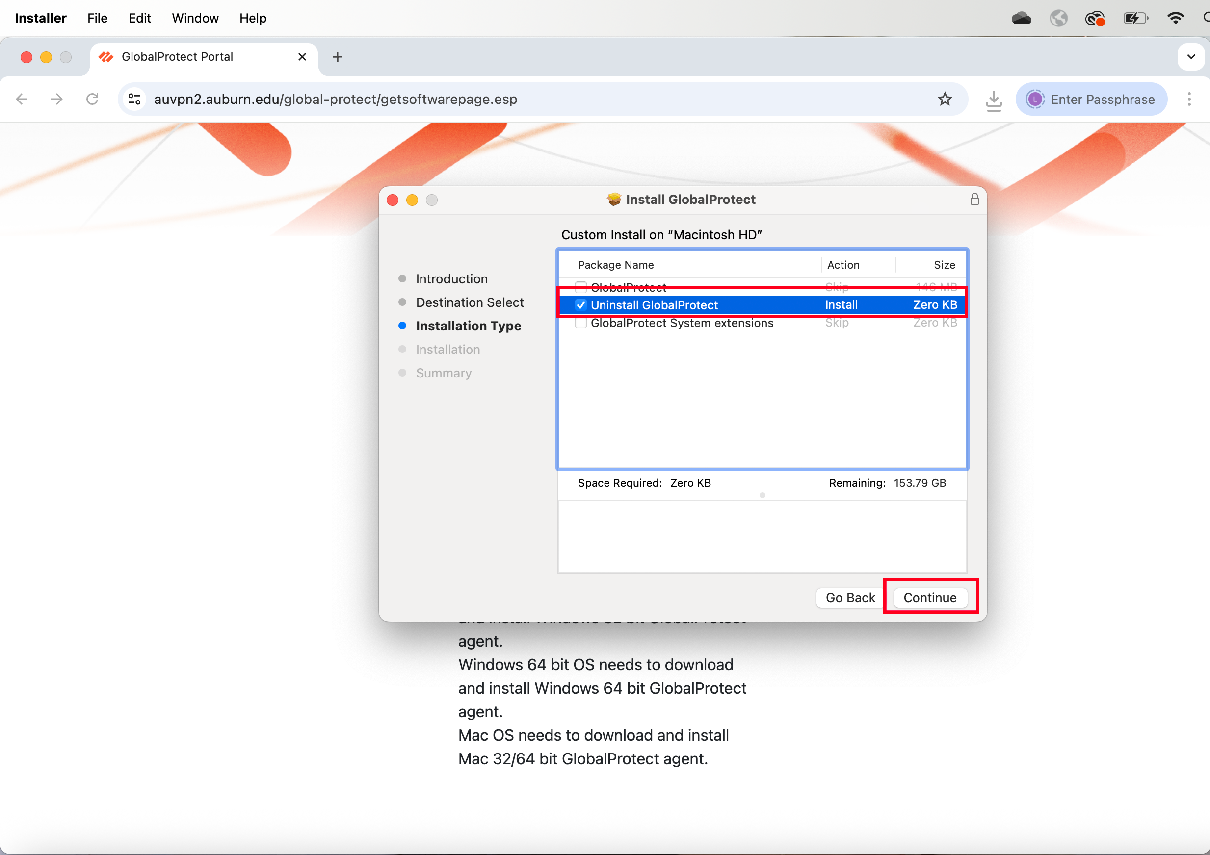 Global Protect VPN uninstall app