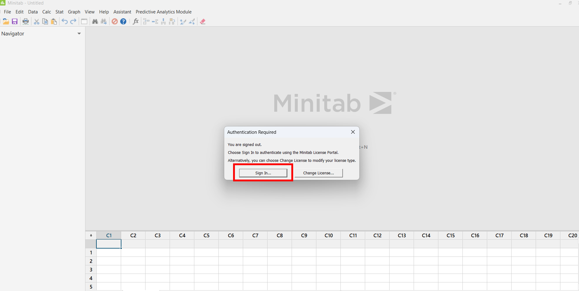 Minitab authentication
