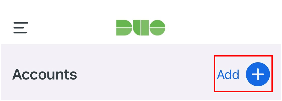 Duo mobile app add account option