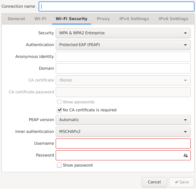 WiFi settings when connecting AU_WiFi to Linux