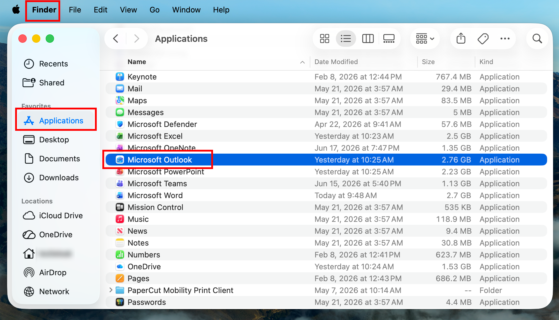 outlook app on mac