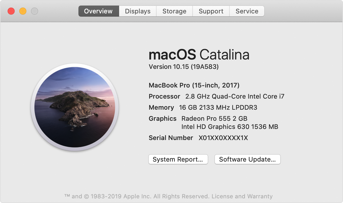 About This Mac window for macOS Catalina