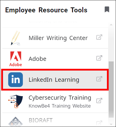 LinkedIn Learning icon in AU Access