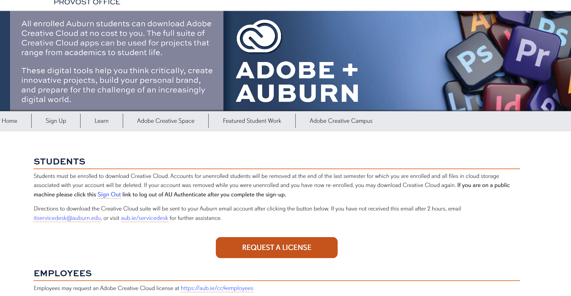 Adobe request a license page