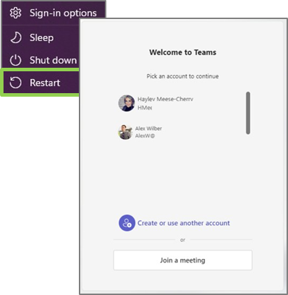 Teams sign in screen