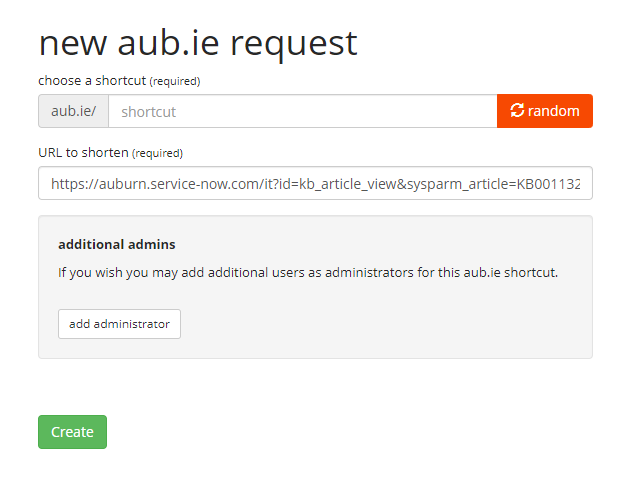 new aub.ie link request
