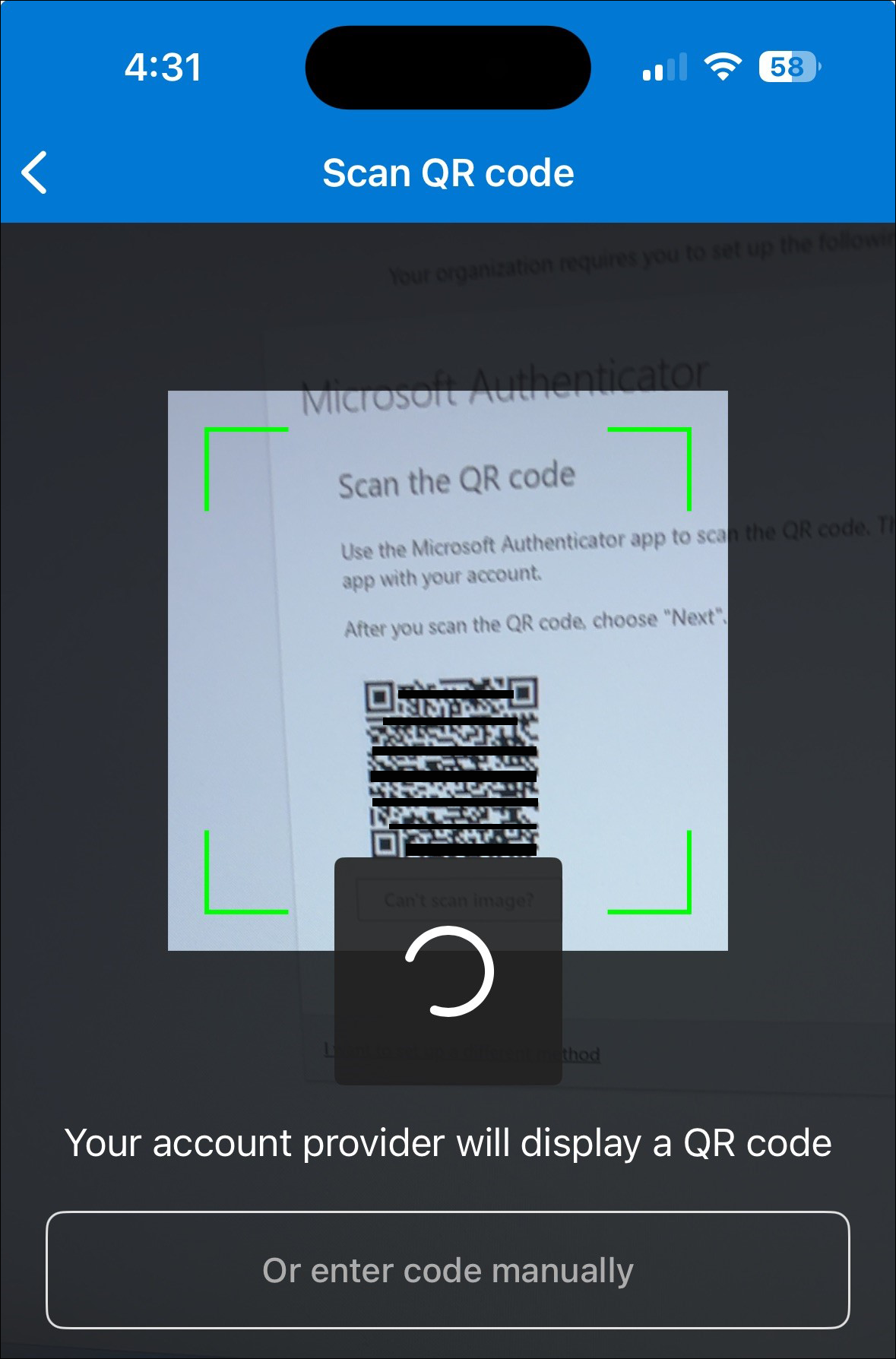 Microsoft authenticator app qr code scan
