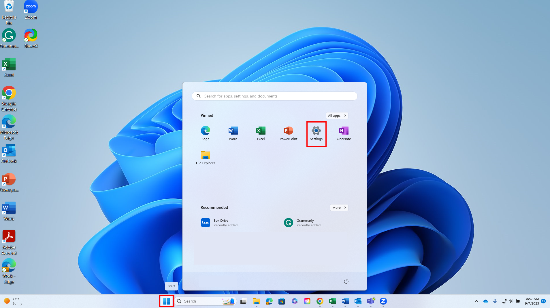 windows updates start menu