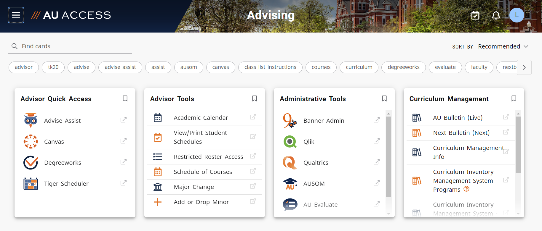 AU Access Advising Tab