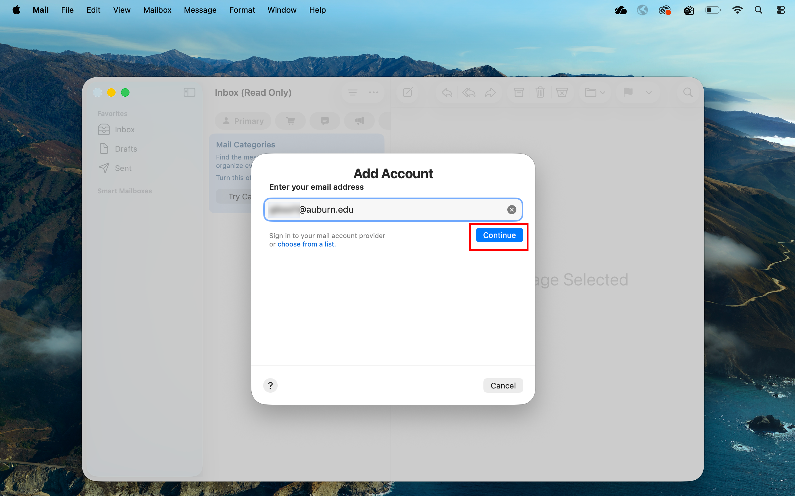 mac mail add account
