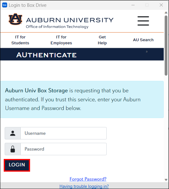 AU login credentials