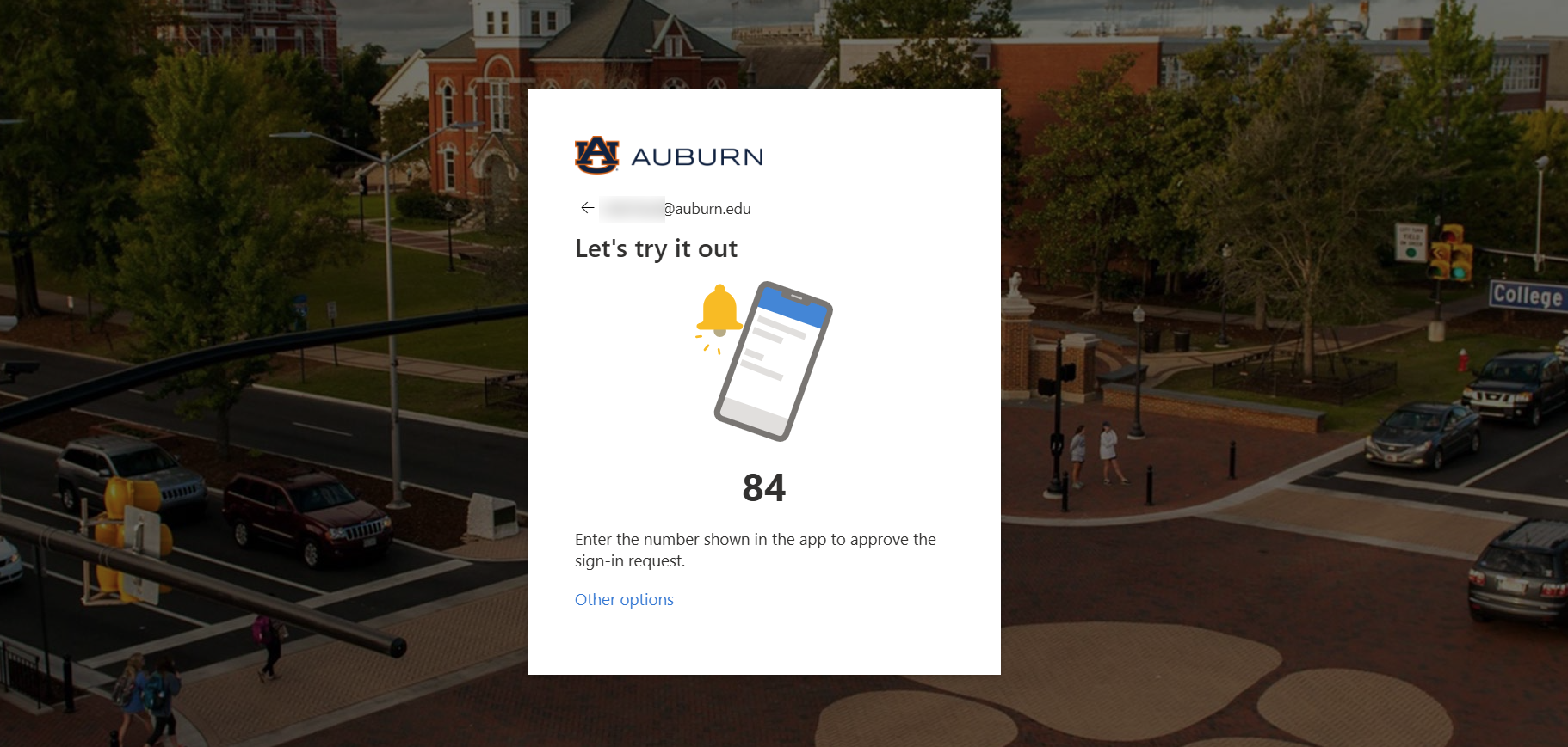 Alumni and Retiree Microsoft Authenticator app try it out screen