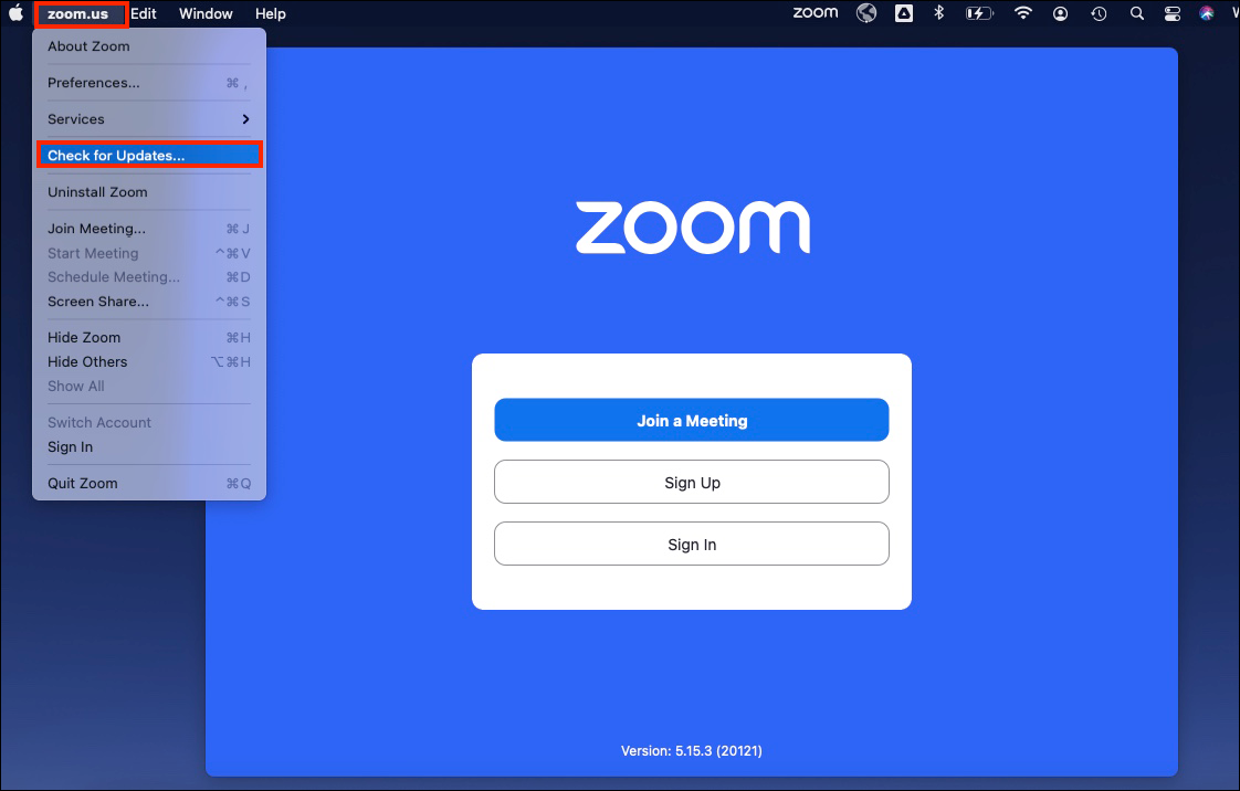 macos zoom check for updates screen