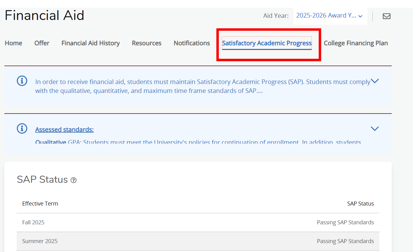 Financial Aid Satisfactory Acad Progress