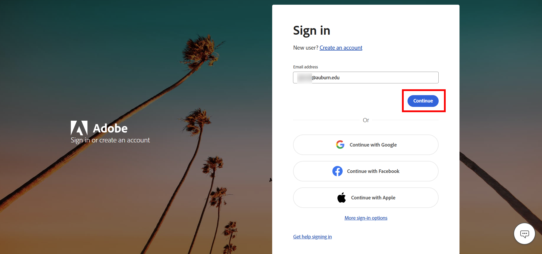 adobe sign in page