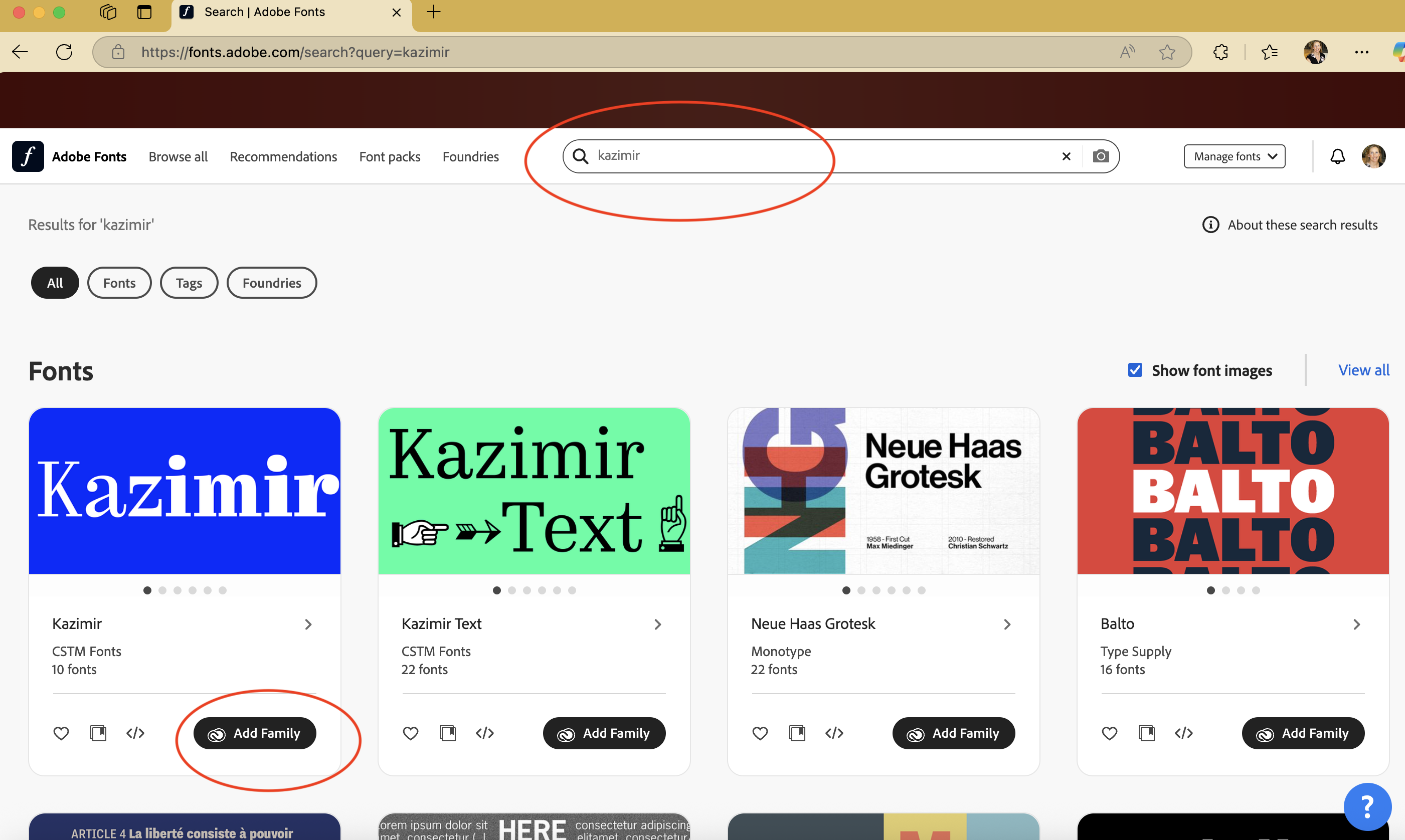 Adobe fonts add family