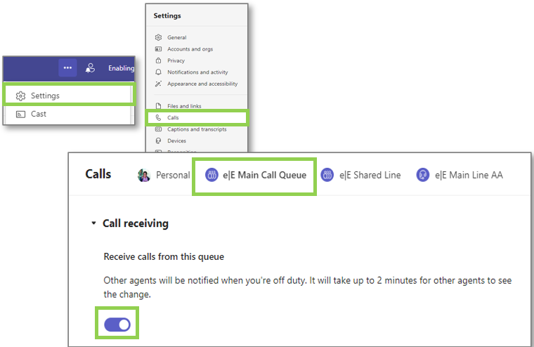 Teams shared line logging in and out option one