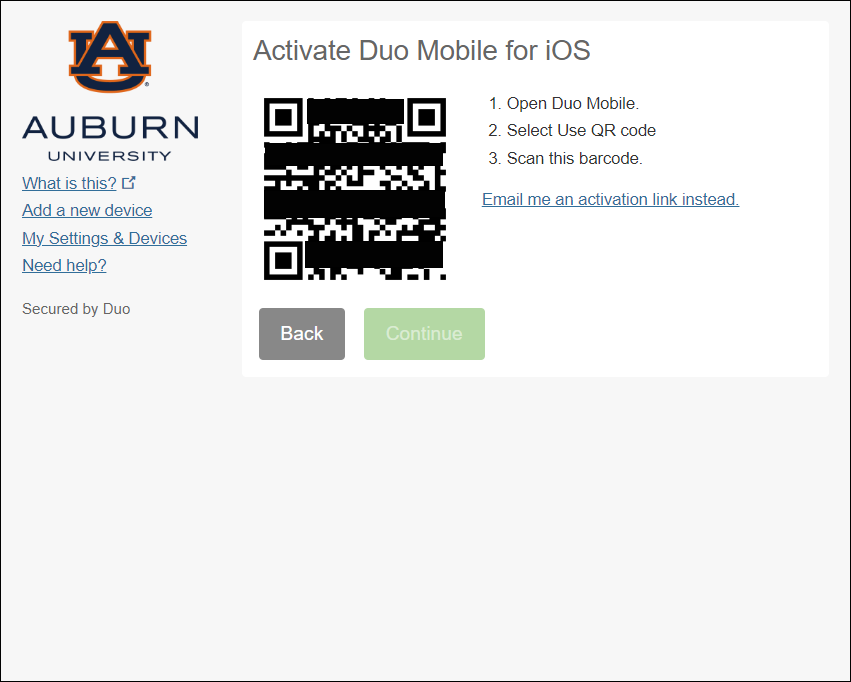 Duo QR Code Screen