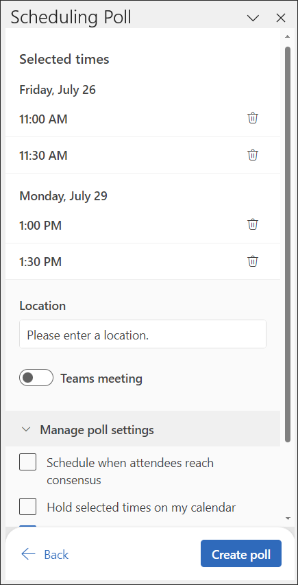 outlook scheduling poll