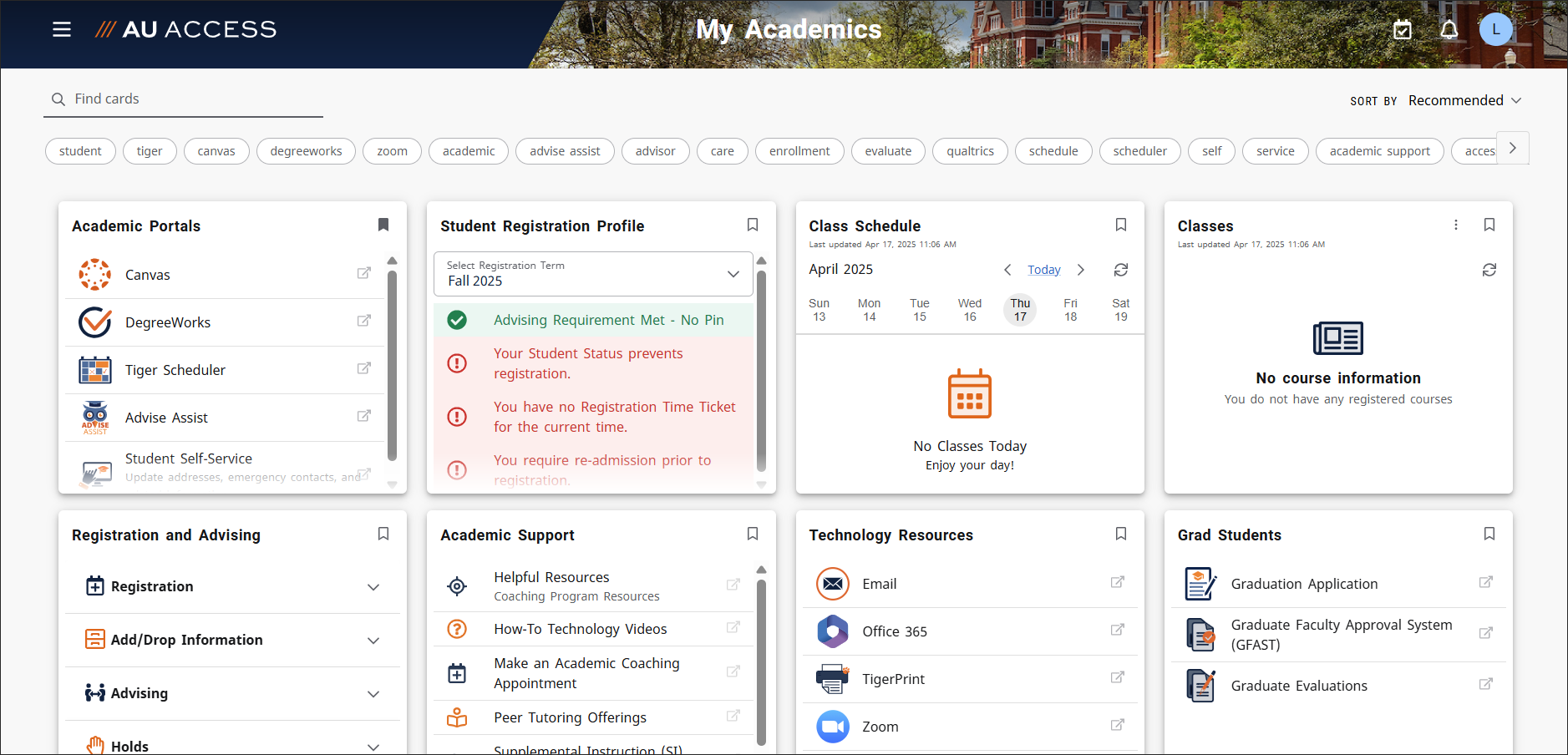AU Access Academics category