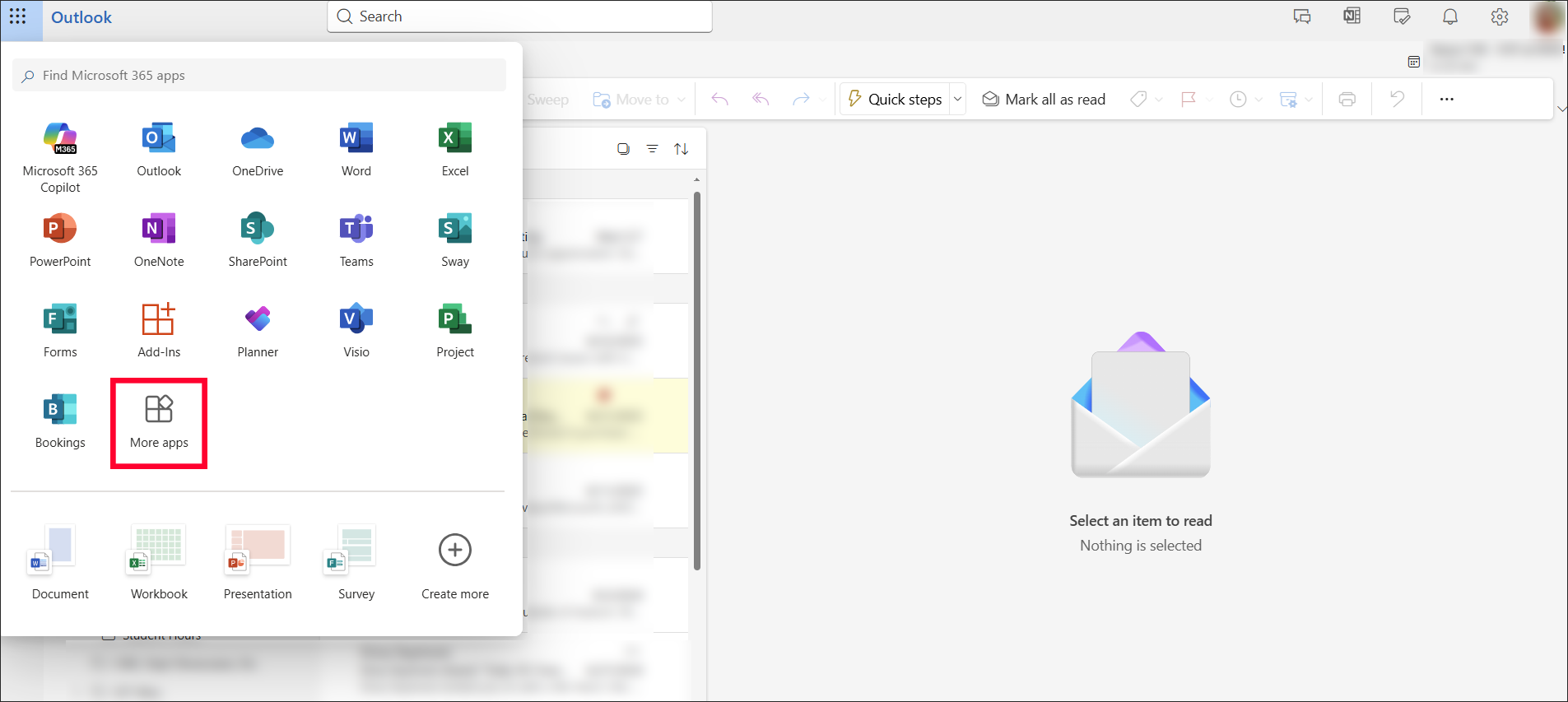 More apps selection